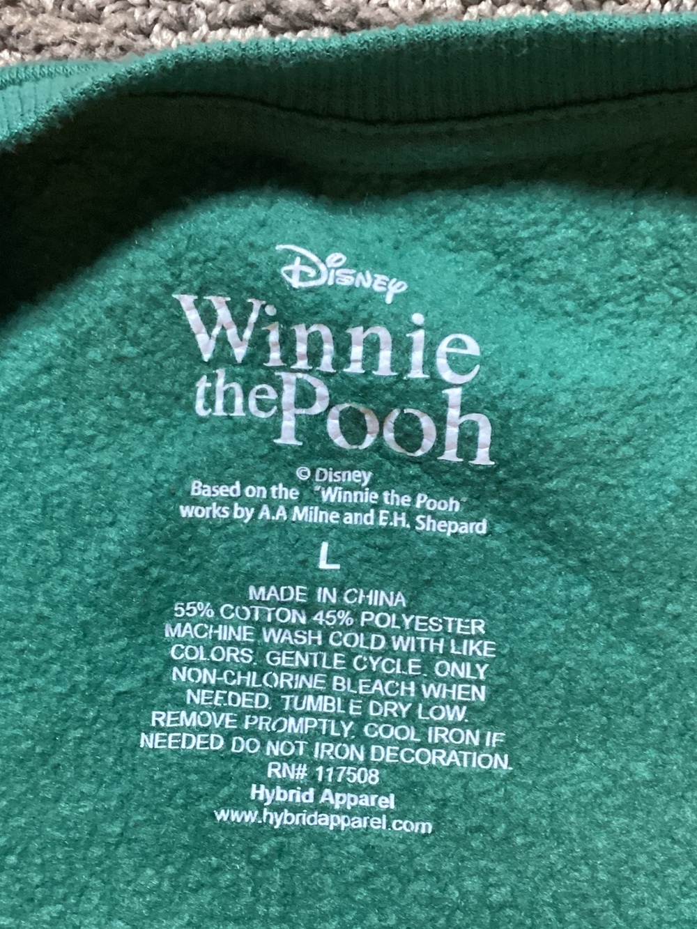 Hybrid Apparel Green Disney Winnie the Pooh Logo Sweatshirt - Picture 2 of 6